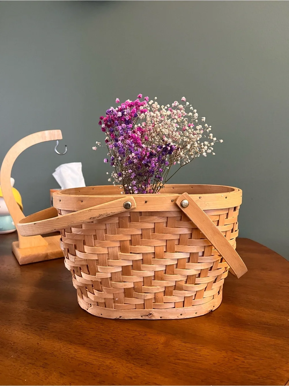 Woven Wood Market Basket in Natural Light Brown